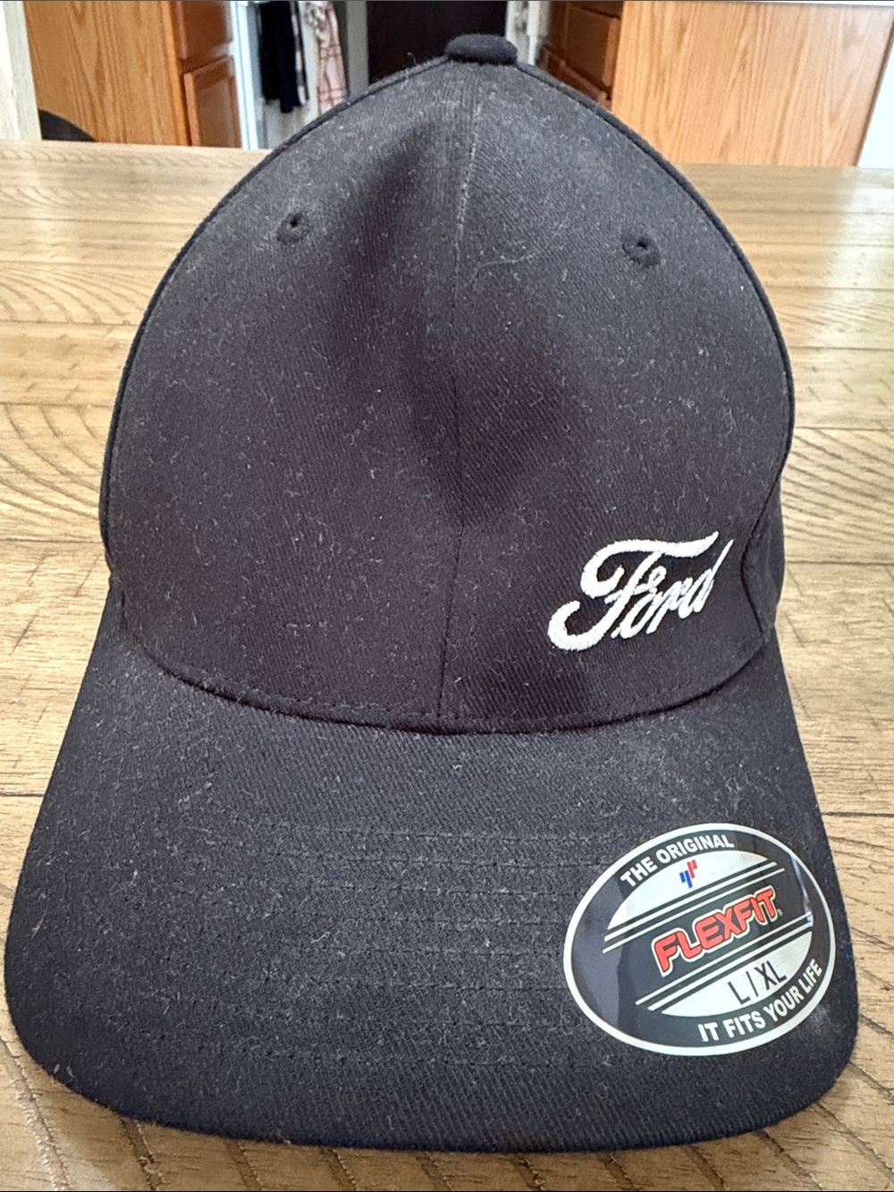 Ford Black Flexfit Baseball Cap with White Script Logo
